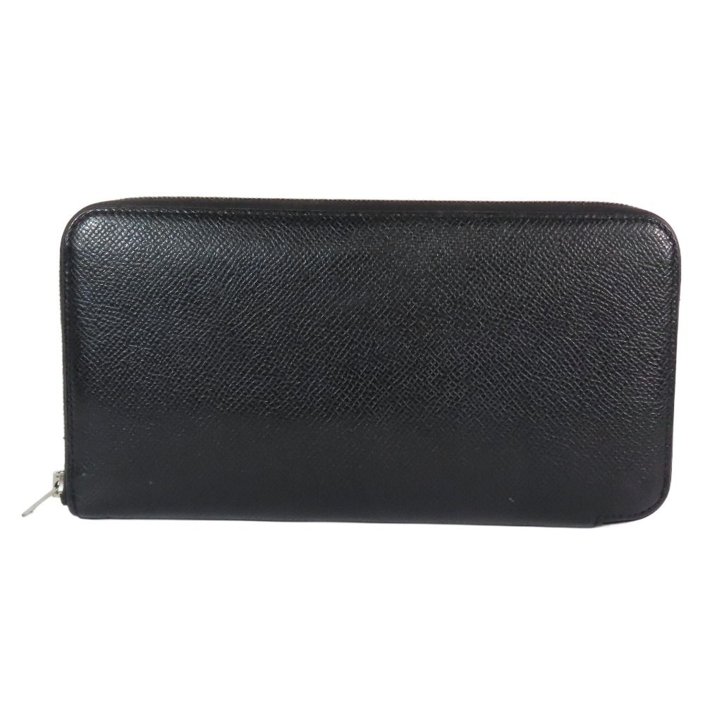 HERMES エルメス AZAP アザップ シルクイン 長財布 ラウンドファスナー 空想の植物誌 スカーフデザイン レザー ブラック メンズ レディース 古着