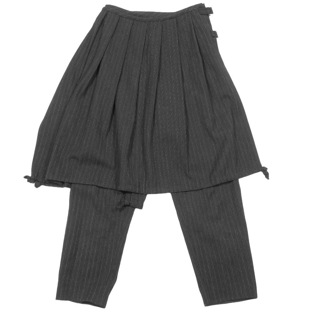 01 AW robe de chambre ローブドシャンブル コムデギャルソン スカート ドッキング ストライプ パンツ ヴィンテージ M 黒 レディース 古着