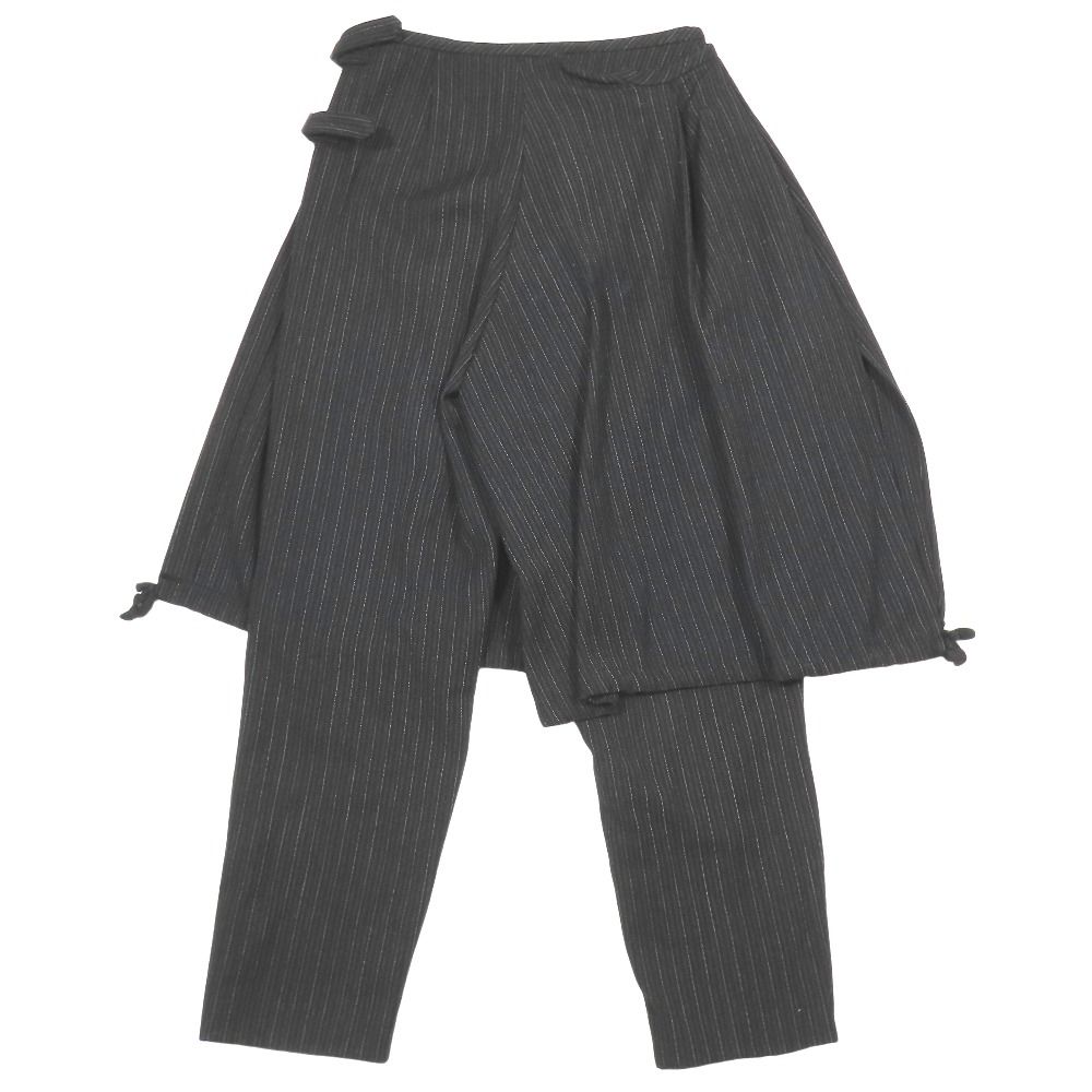 01 AW robe de chambre ローブドシャンブル コムデギャルソン スカート ドッキング ストライプ パンツ ヴィンテージ M 黒 レディース 古着