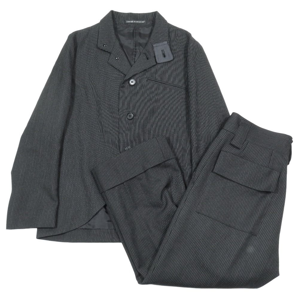 05 aw Y s ワイズ YOHJI YAMAMOTO ヨウジヤマモト ストライプ セットアップ パンツスーツ テーラードジャケット ヴィンテージ 黒 レディース 古着