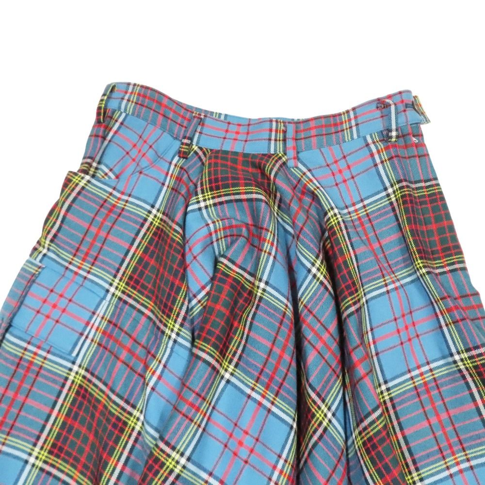  06 AW Y s ワイズ YOHJI ヨウジヤマモト チェック柄 変形 サルエル ワイド パンツ ウール 1 ブルー レディース 古着 サルエルパンツ パンツ