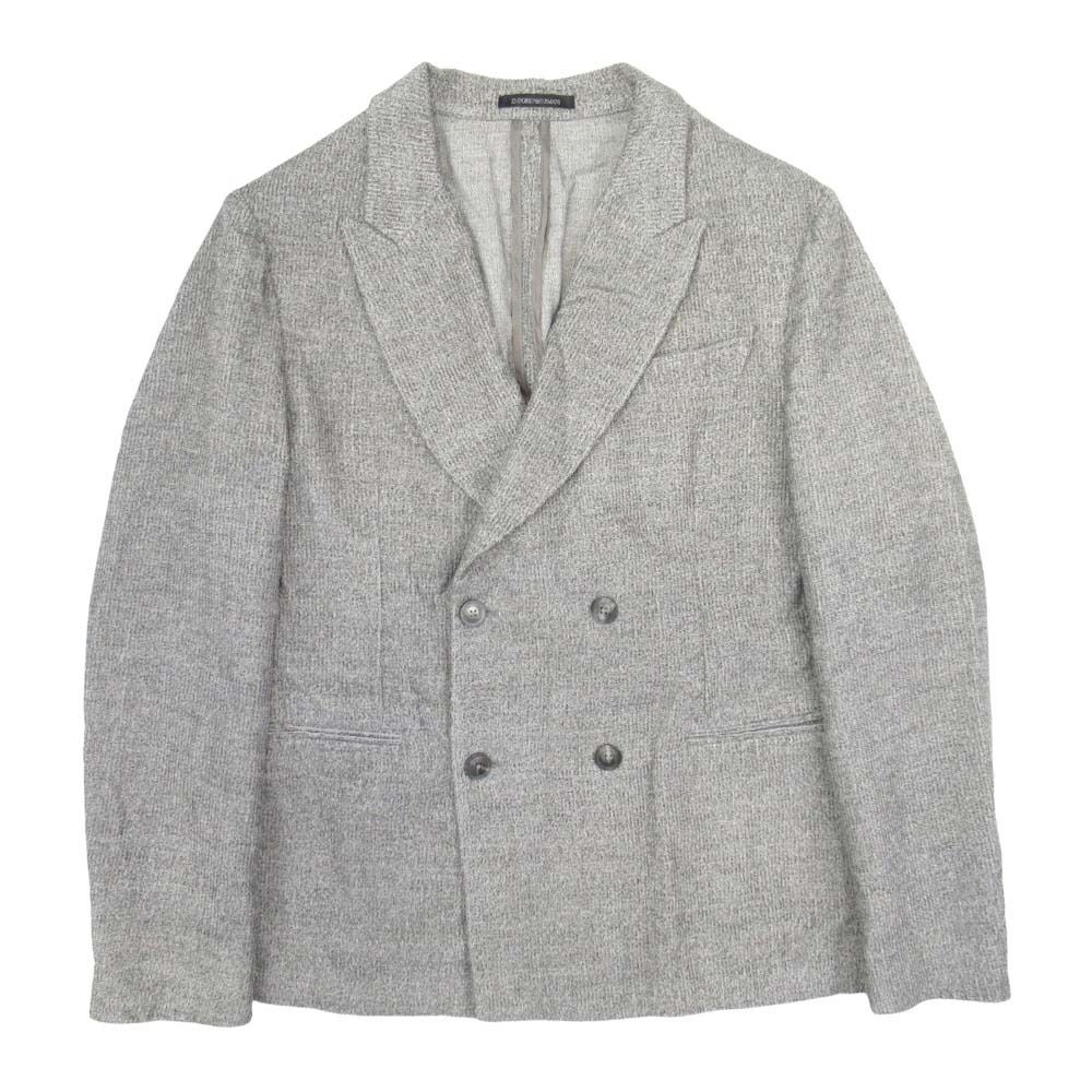 EMPORIO ARMANI エンポリオアルマーニ ダブルブレストジャケット コーデュロイ ピークドラペル ブレザー 50 グレー メンズ 古着
