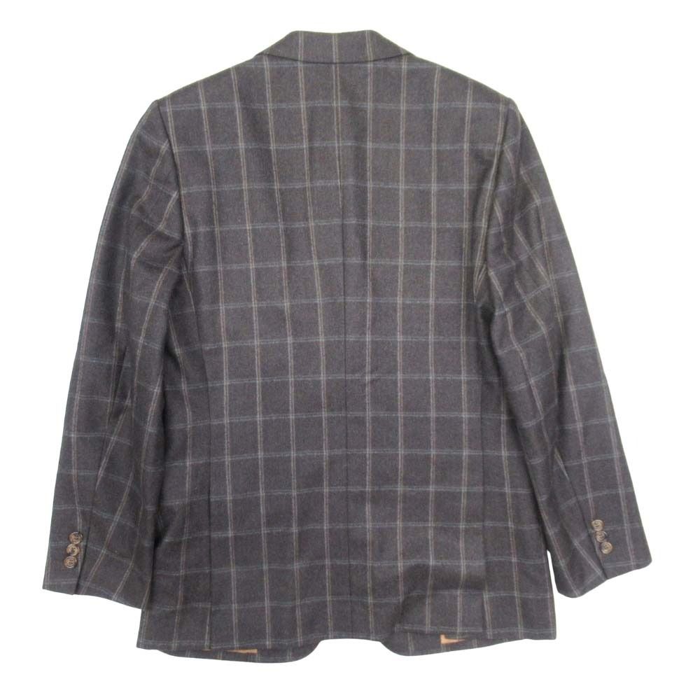 Brioni ブリオーニ テーラードジャケット ウールフランネル チェック 3釦 段返り ブレザー 50 ダークブラウン メンズ 古着 テーラードジャケット ジャケット アウター メンズ