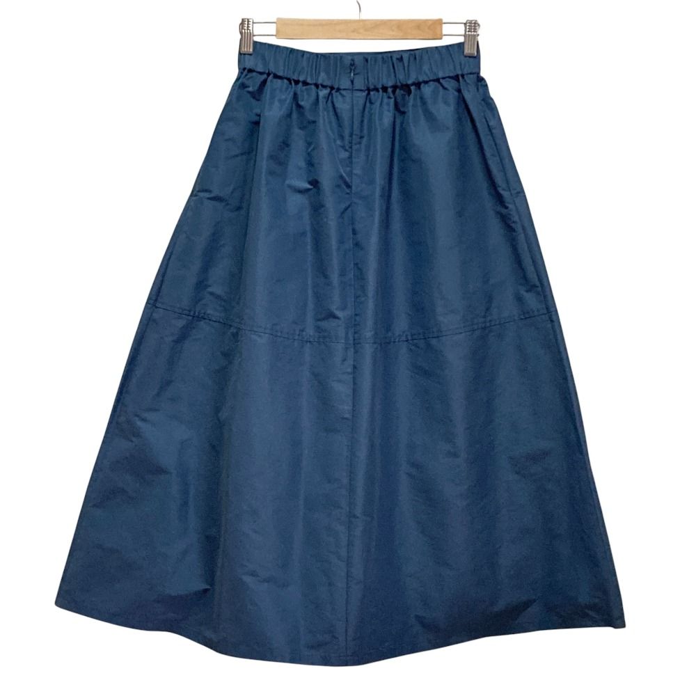 美品 green label relaxing グリーンレーベルリラクシング ユナイテッドアローズ タフタフレアスカート 38 ブルー レディース 古着 中古 USED