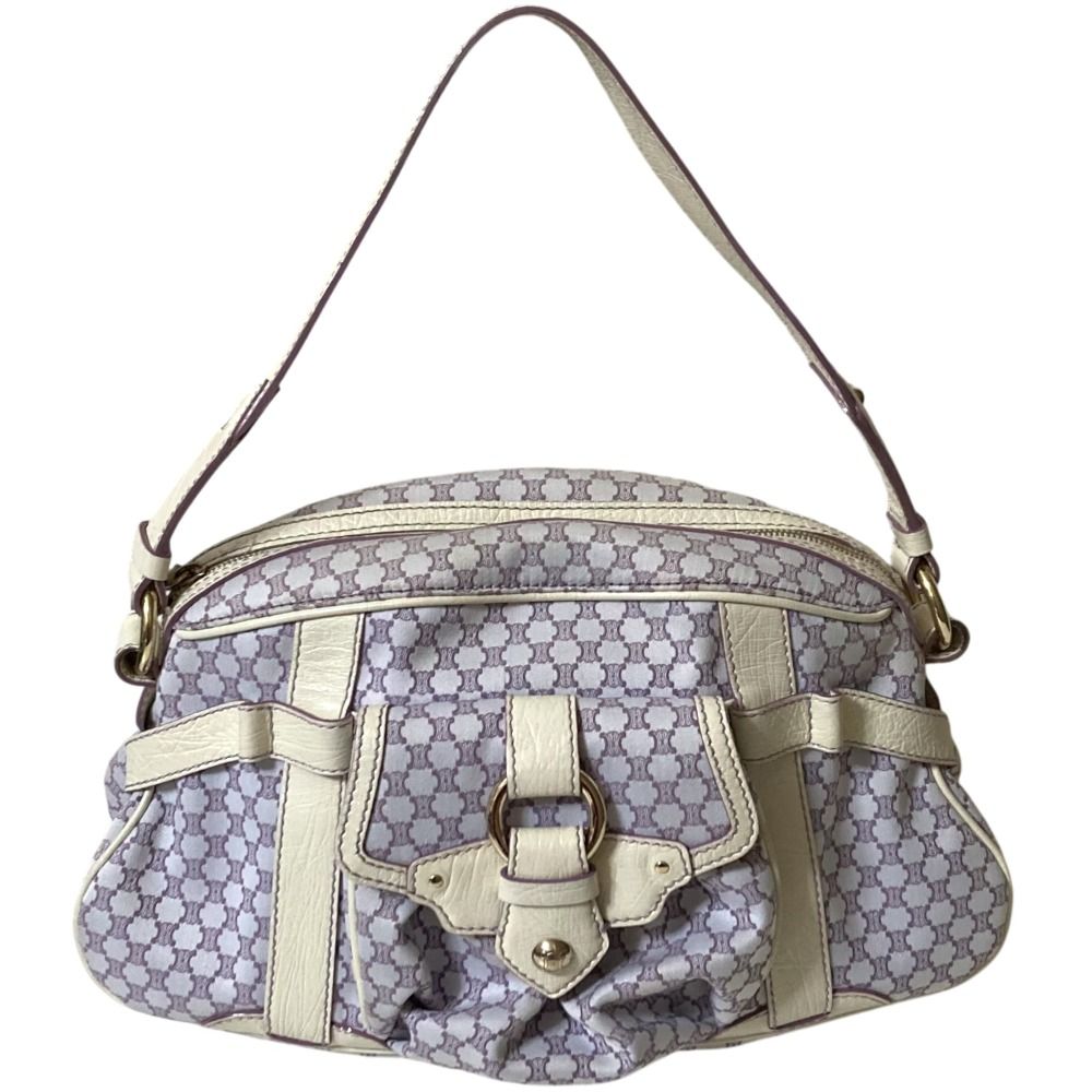 CELINE セリーヌ マカダムジャガード ハンドバッグ パープル レディース 古着