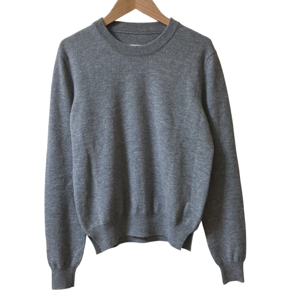 22 AW Maison Margiela メゾンマルジェラ1 エルボーパッチ クルーネック ニット セーター Ｍサイズ グレー レディース 古着