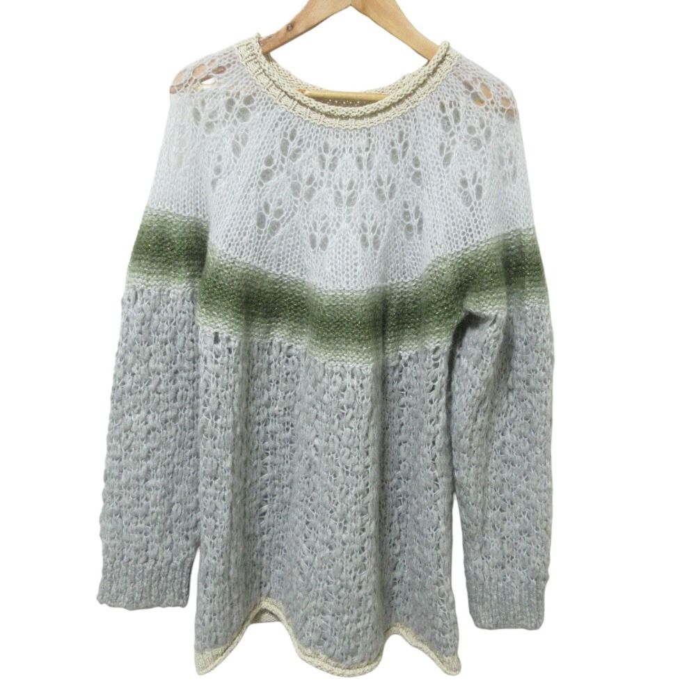 forte_forte フォルテフォルテ 透かし編みモヘヤニット セーター 2 グレー レディース 古着