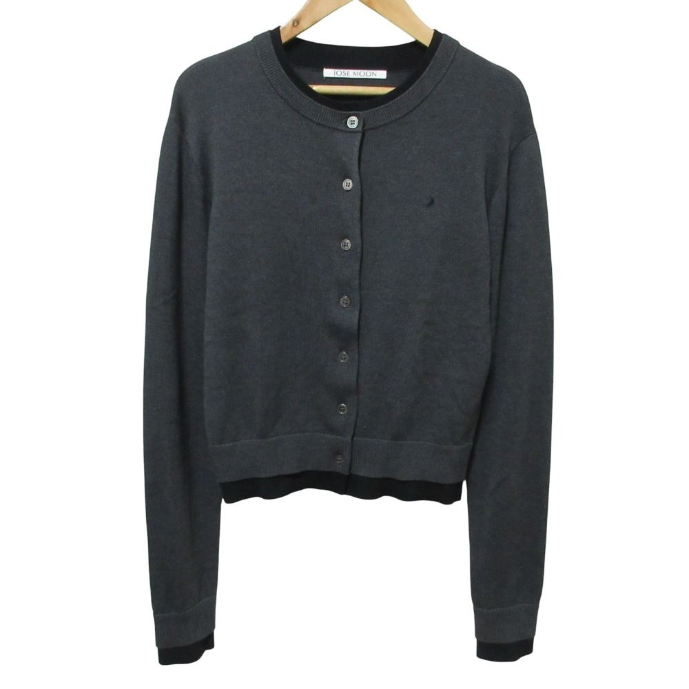 25 AW JOSE MOON ジョゼムーン KNIT ニット カーディガン サイズF グレー ブラック レディース 古着