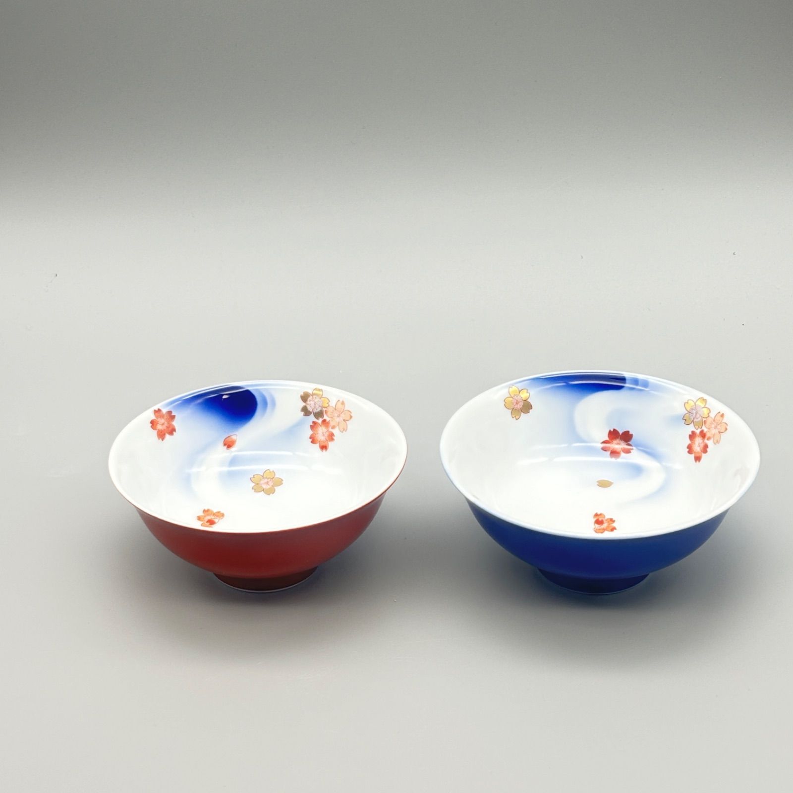 深川製磁 宮内庁御用達 花は桜 流水桜 反型組飯碗 夫婦飯碗 ペア 有田焼