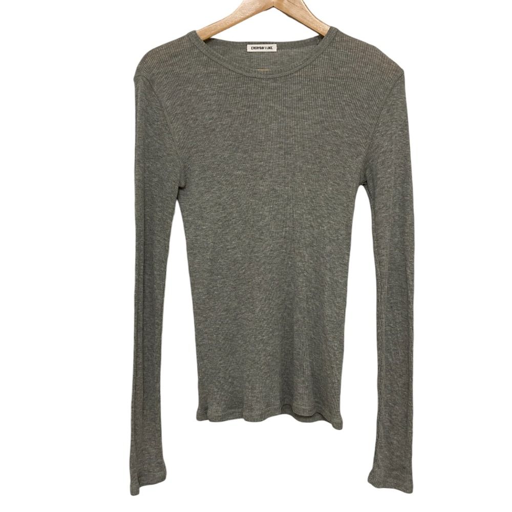 24 SS EVERYDAY I LIKE エブリデイアイライク ドゥーズィエムクラス テレコ ロングスリーブ プルオーバー カットソー グレー レディース 古着