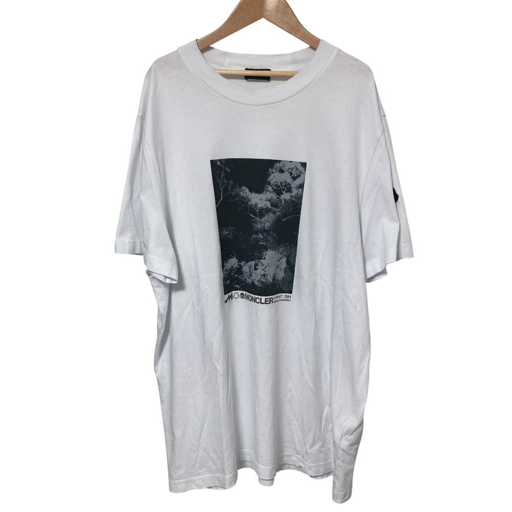 MONCLER モンクレール MAGLIA MANICHE CORTE プリント Tシャツ XXLサイズ ホワイト メンズ 古着