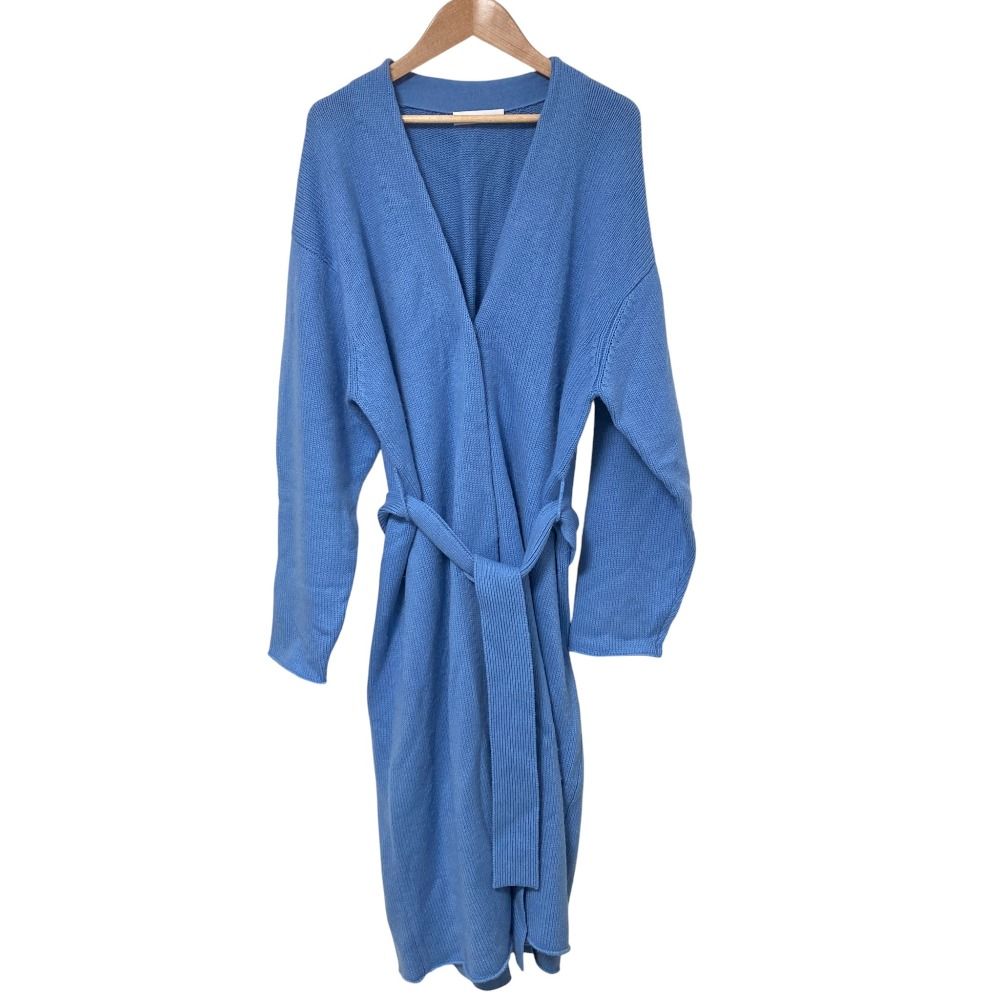 ebure エブール カシミヤブレンド ベルト付き ロングカーディガン ブルー レディース 古着