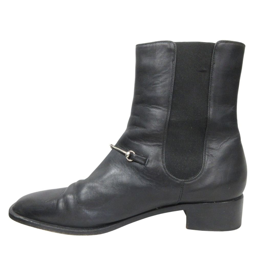 GUCCI グッチ トムフォード期 ホースビット サイドゴア ショート ブーツ シューズ 革靴 サイズ7.5 24.5 cm 黒 ブラック レディース 古着