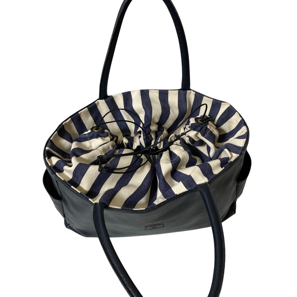 良品 IL BISONTE イルビゾンテ レザー スクエアトートバッグ ネイビー