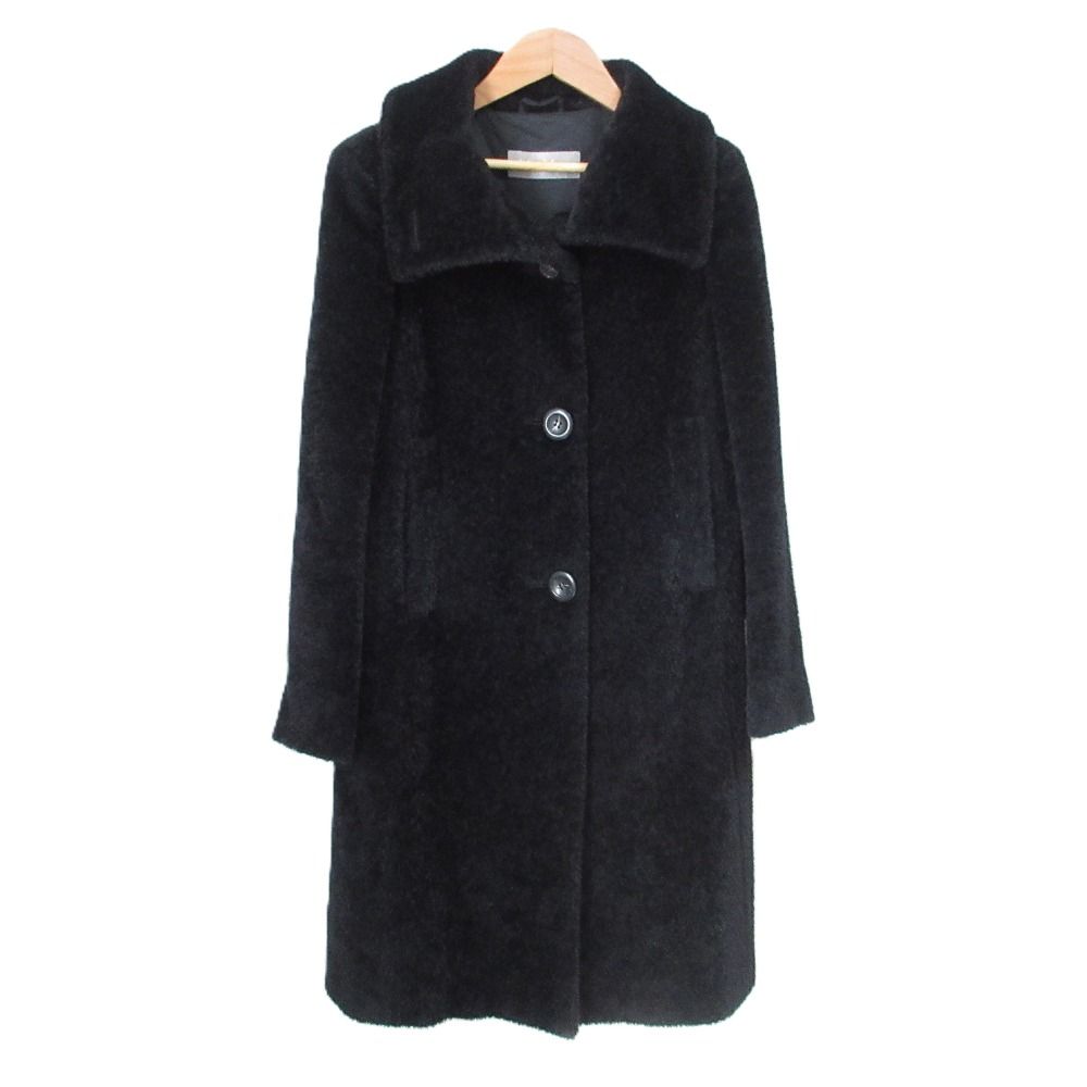 MaxMara マックスマーラ アルパカ ウール スタンドカラーシャギーコート ブラック レディース 古着