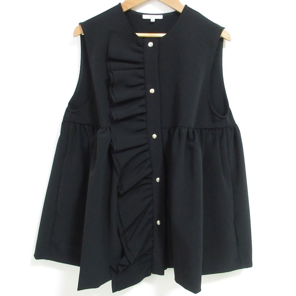 22 AW yori ヨリ ダブルクロスフリルジレ ベスト ブラウス YR 2221-157 ブラック レディース 古着