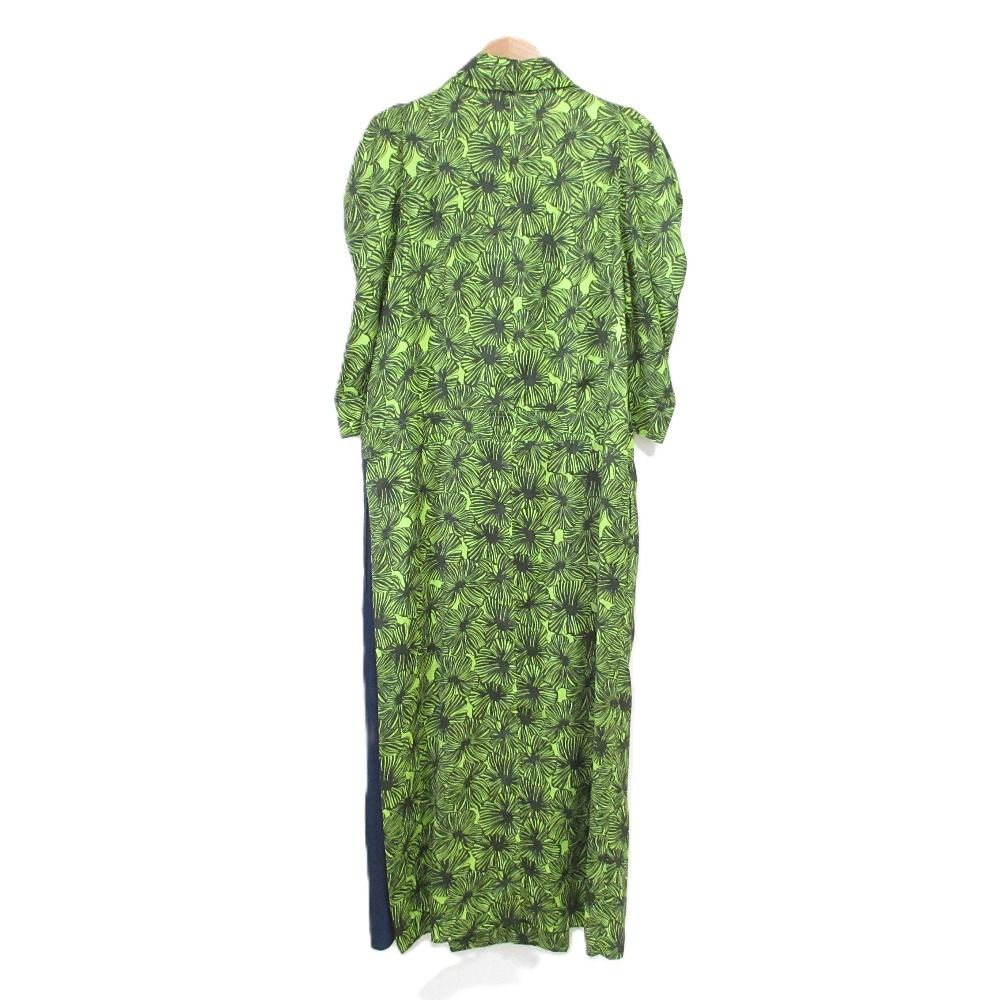 25 SS TOGA PULLA トーガ プルラ Satin print dress ワンピース グリーン レディース 古着