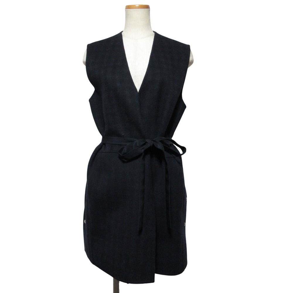 Drawer ドゥロワー　ウールケヌキチェックコンビジレ 新品同様 DRAWER ドゥロワー ウール ケヌキチェック リバーシブル