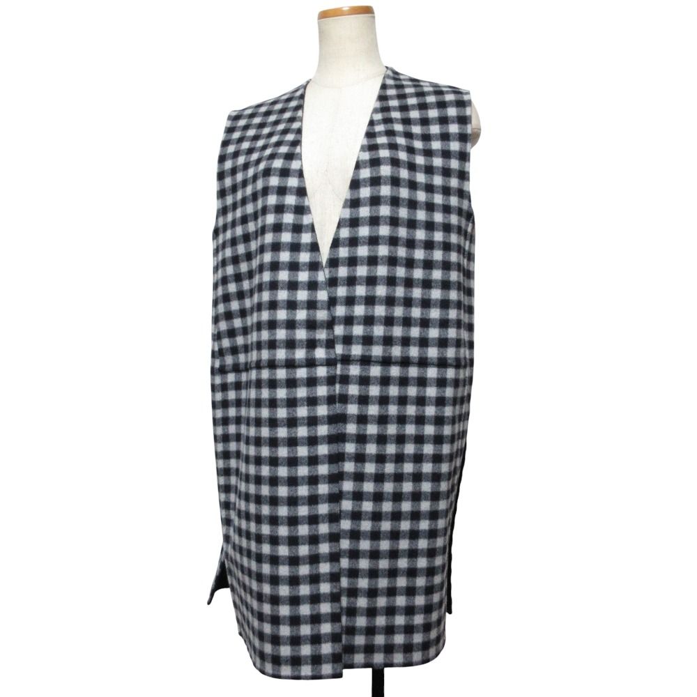 Drawer ドゥロワー　ウールケヌキチェックコンビジレ 新品同様 DRAWER ドゥロワー ウール ケヌキチェック リバーシブル