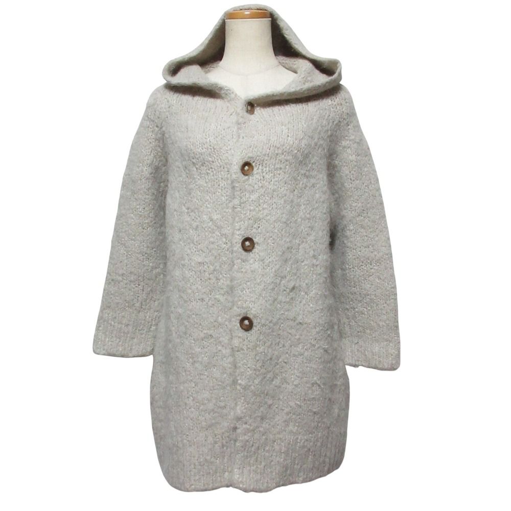 45 R フォーティファイブアール アルパカ ニット フーディコート カーディガン 0 ベージュ レディース 古着