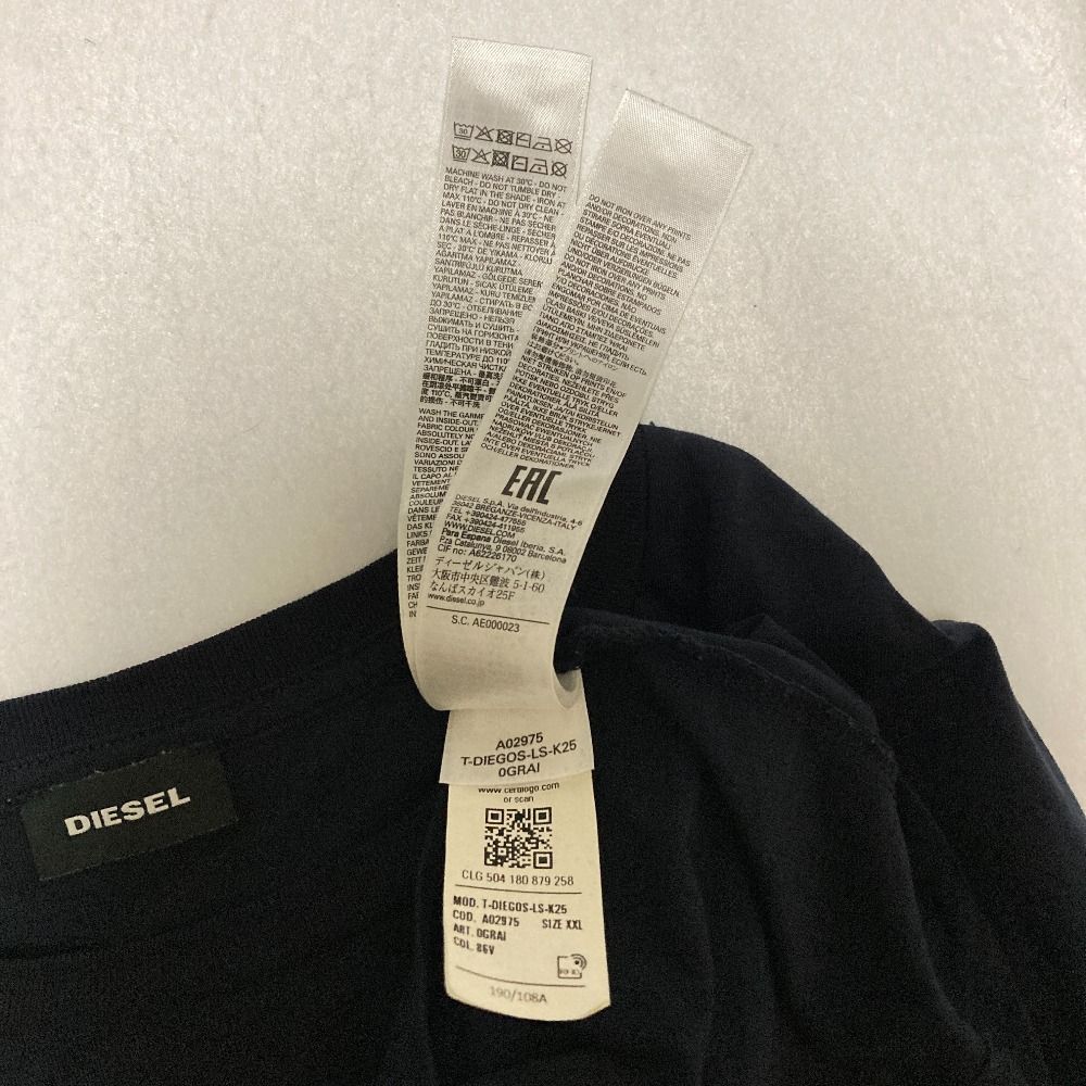 良品 DIESEL ディーゼル ロングスリーブカットソー XXL ネイビー