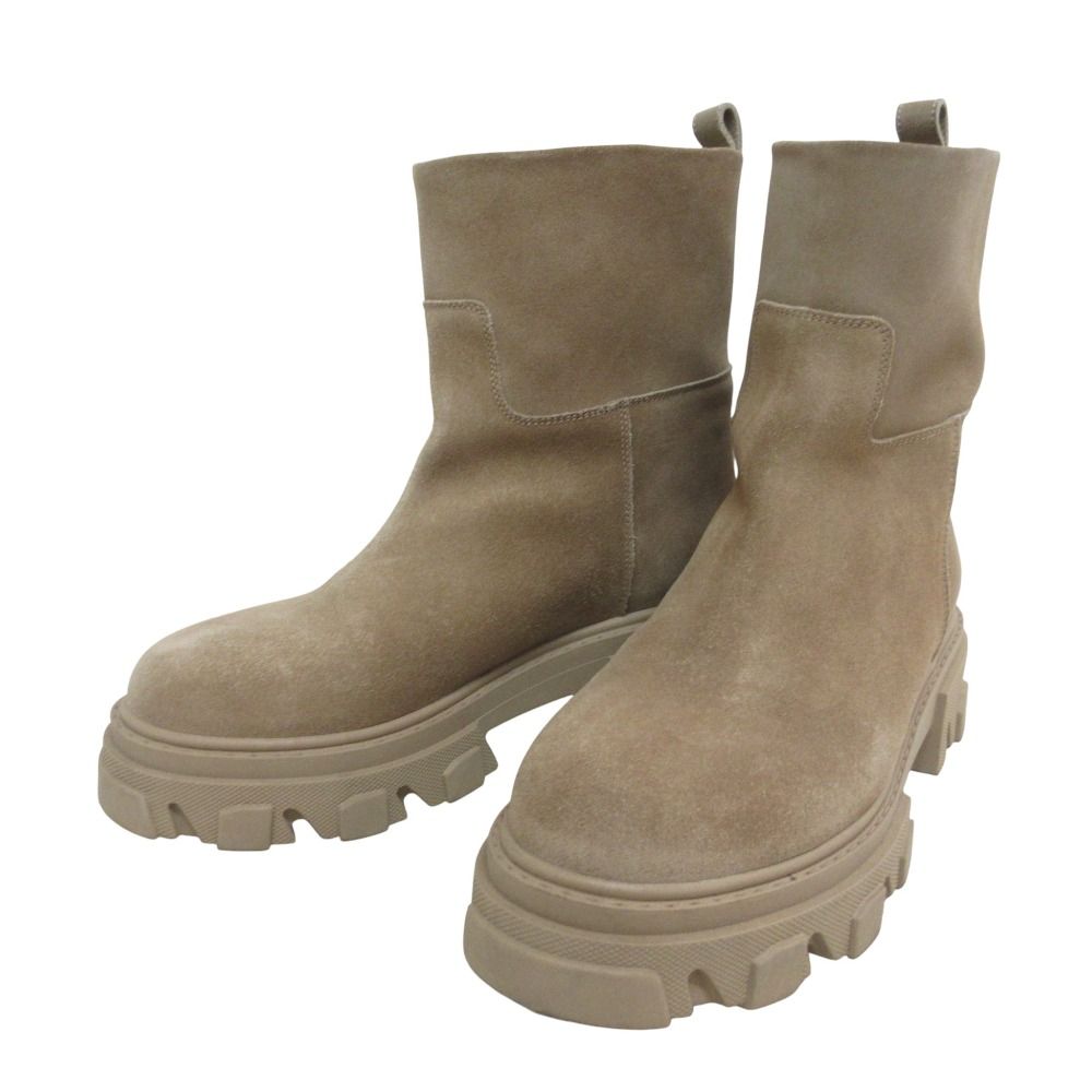 GIA ジアボルギーニ ラグソール スエード ショートブーツ サイズ38 24.5 cm相当 ベージュ レディース 古着