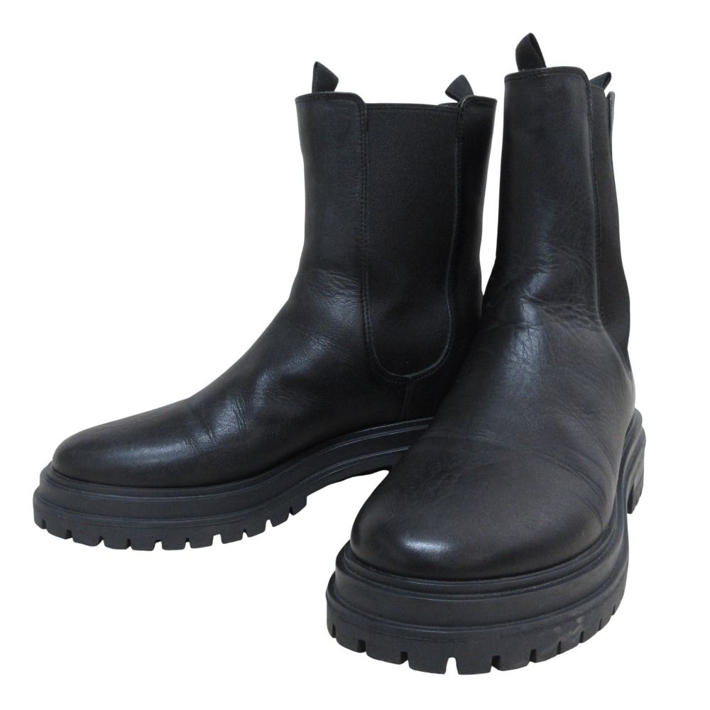 TONY BIANCO トニービアンコ レザー ショート サイドゴアブーツ サイズ8 25.0 cm相当 ブラック レディース 古着