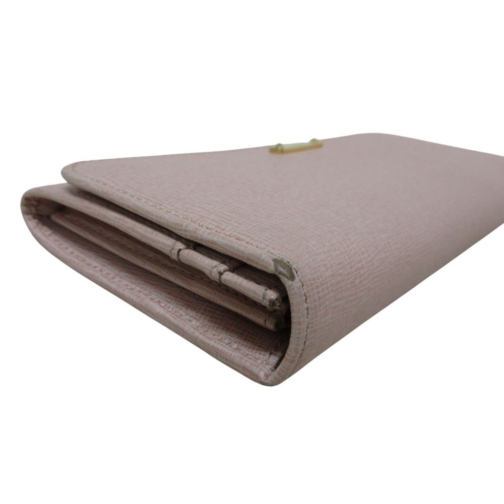 良品 FENDI フェンディ レザー ロゴプレート 二つ折り長財布