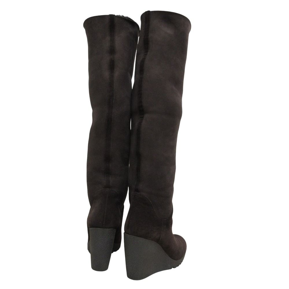 美品 FENDI フェンディ ズッカ柄 ウエッジソール ロングブーツ