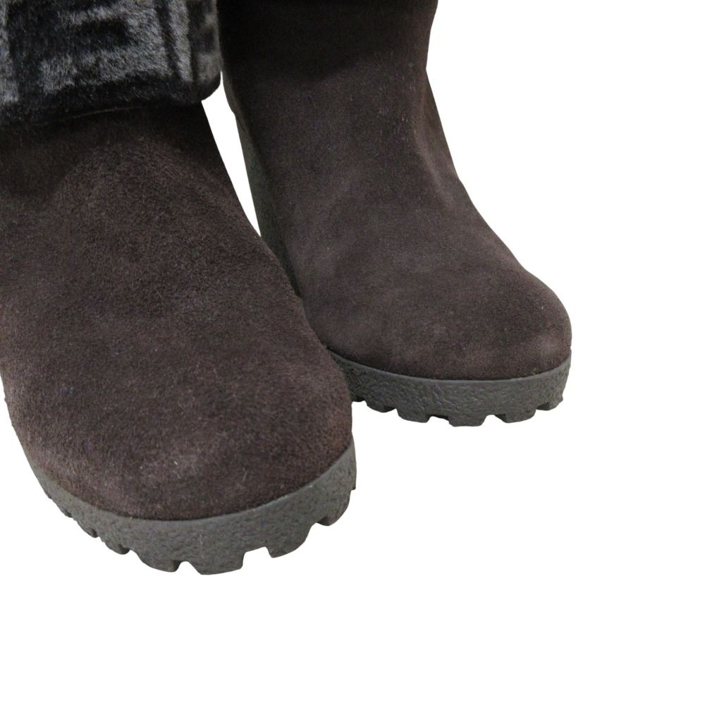 ✨未使用品✨FENDI フェンディ　ズッカ柄 FFロゴムートンブーツ　36 美品 FENDI フェンディ ズッカ柄 ウエッジソール ロングブーツ