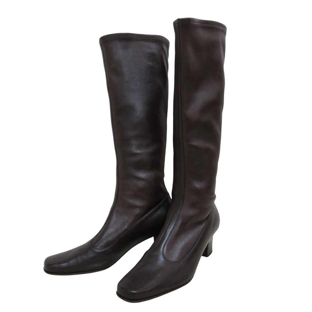 Salvatore Ferragamo サルヴァトーレフェラガモ レザー ロングブーツ 6 C 23.5 cm相当 ブラウン レディース 古着