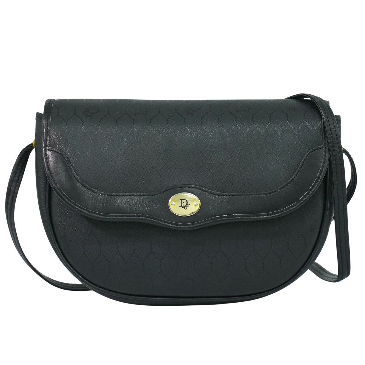 クリスチャン ディオール Christian Dior ハニカム柄 ショルダーバッグ ポシェット PVC ブラック バッグ