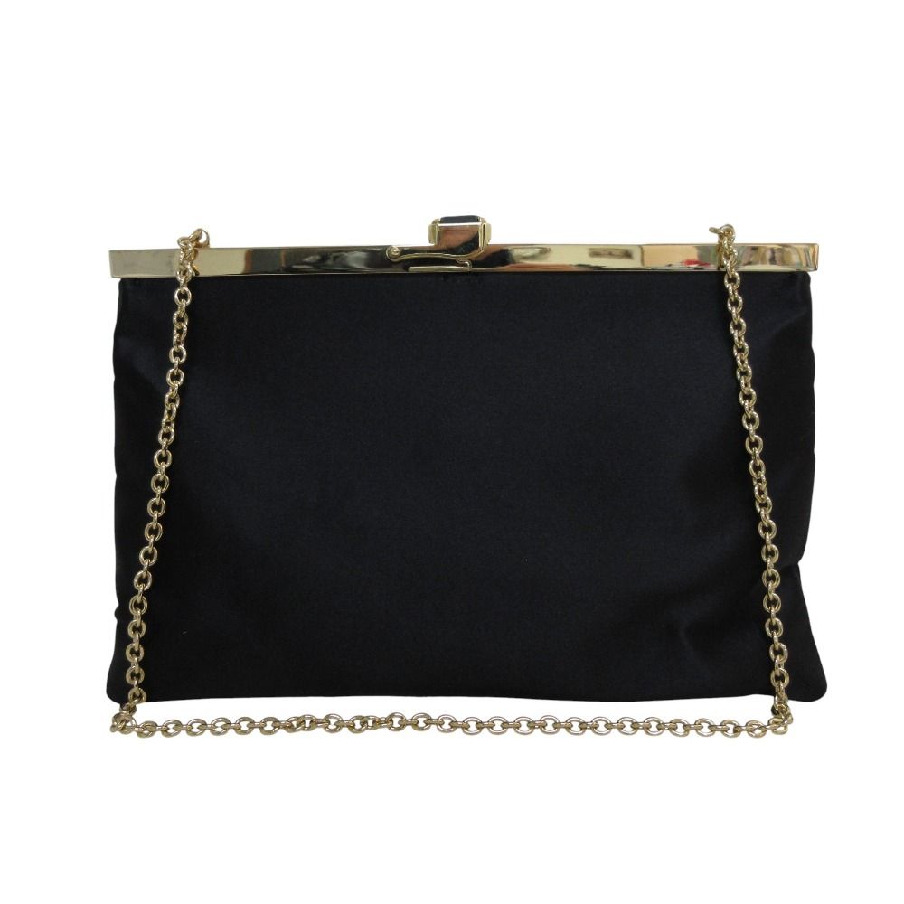 DOLCE - GABBANA ドルチェアンドガッバーナ 裏レオパード チェーン パーティバッグ ショルダーバッグ ブラック ゴールド レディース 古着