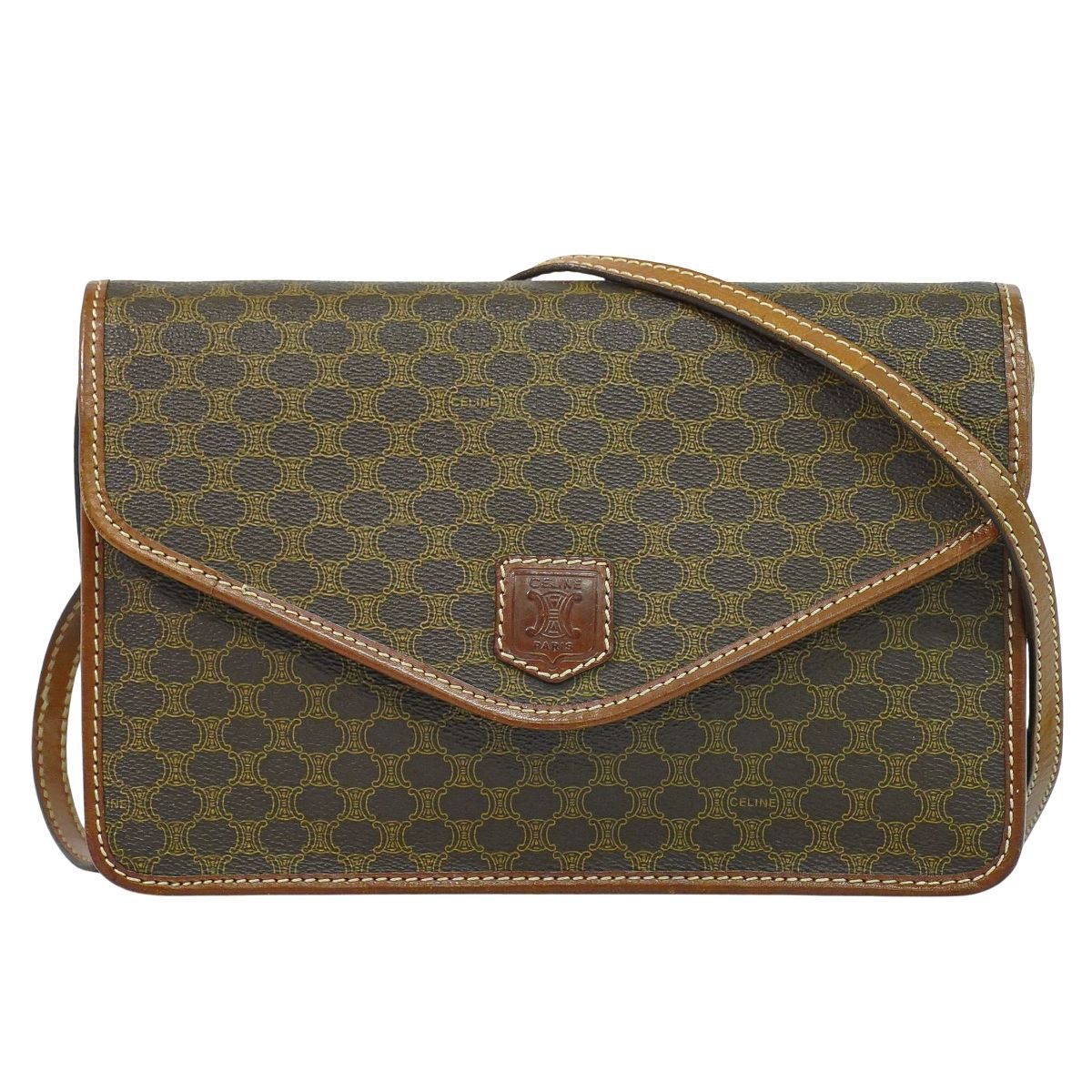 セリーヌ CELINE マカダム ショルダーバッグ ポシェット PVC ブラウン Macadam バッグ