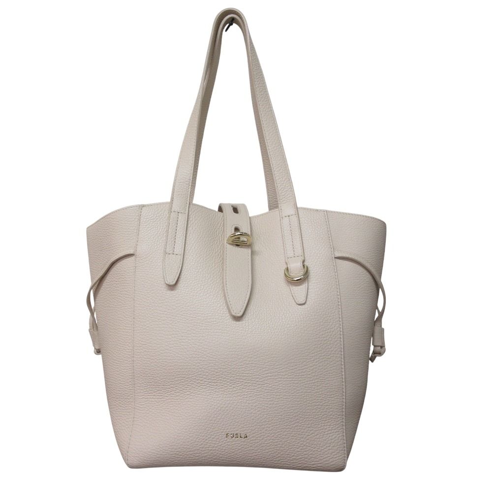 FURLA フルラ NET M レザー トートバッグ ショルダーバッグ ライトベージュ レディース 古着