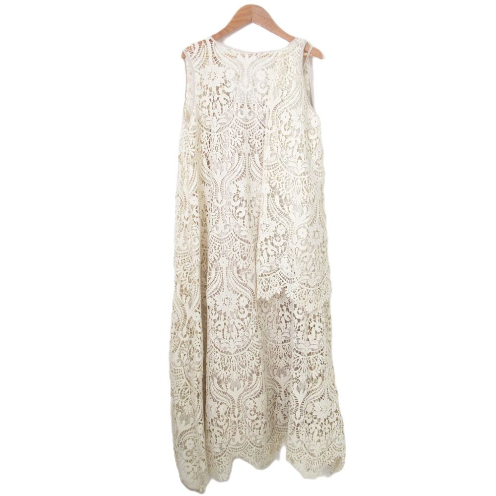 ♥ Acka エーシーケーエー chemical lace one-piece ドレス ワンピース Acka-Y 96 サイズ1 ベージュ レディース 古着