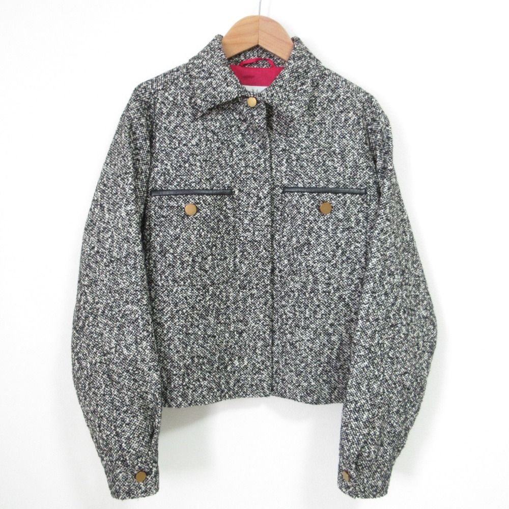 25 SS Max Mara マックスマーラ DEMIEN ツイードジャケット サイズ38 グレー レディース 古着