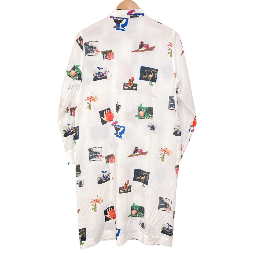 PS Paul Smith ピーエスポールスミス プリント シアー シャツワンピース サイズ40 ホワイト レディース 古着