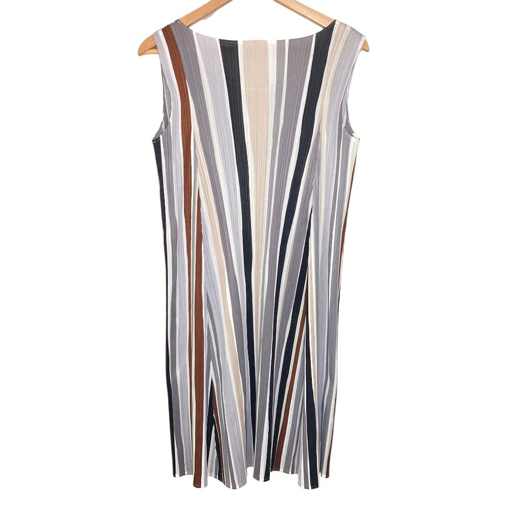 PLEATS PLEASE ISSEY MIYAKE プリーツプリーズ イッセイミヤケ ストライプ ノースリーブワンピース サイズ3 マルチカラー レディース 古着