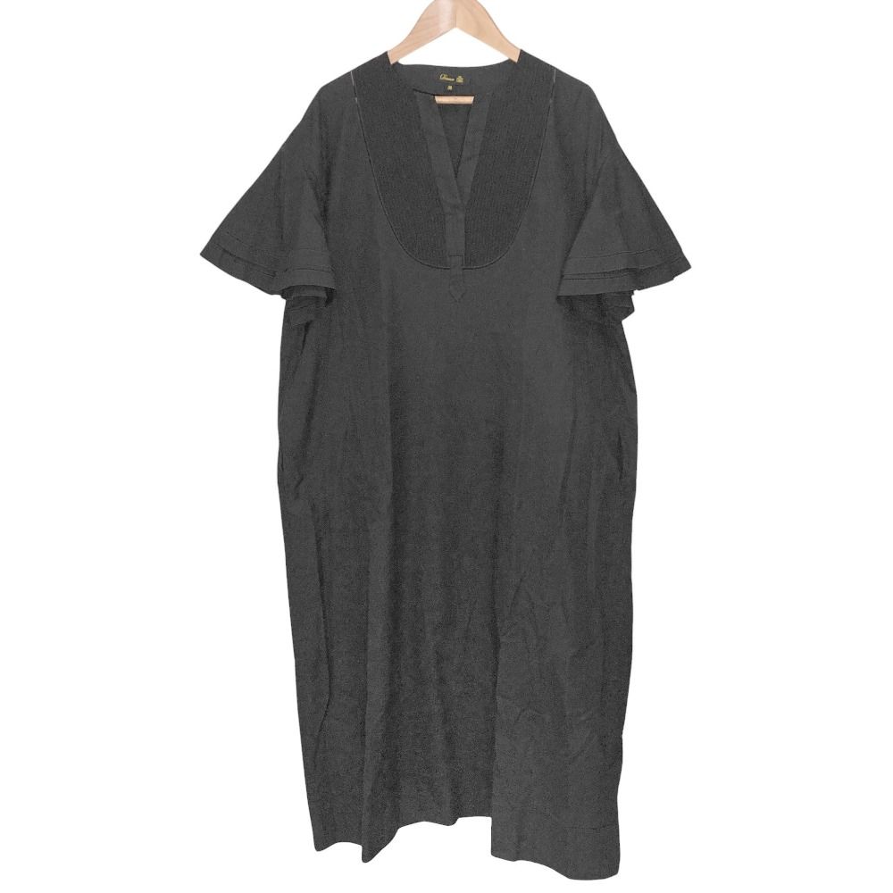 DRAWER ドゥロワー ベルテッド ピンタック ワンピース サイズ36 ブラック レディース 古着