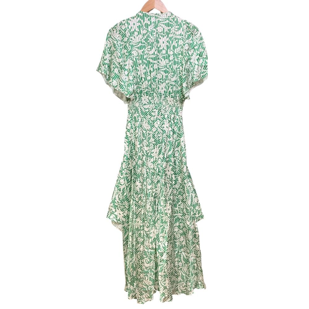 ♥ maje マージュ アシンメトリーロングワンピース サイズ36 グリーン ホワイト レディース 古着