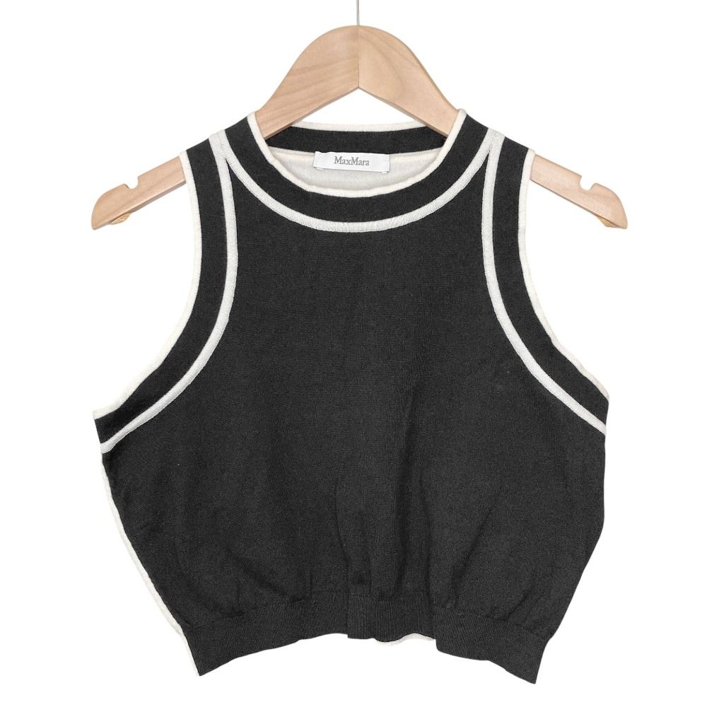 24 SS Max Mara マックスマーラ クロップドニット サイズM ブラック レディース 古着