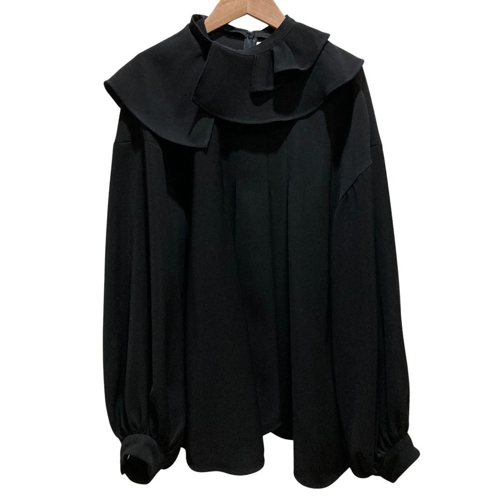 23 SS ENFOLD エンフォルド TWO WAY COLLAR BLOUSE ブラウス -2180 サイズ38 ブラック レディース 古着