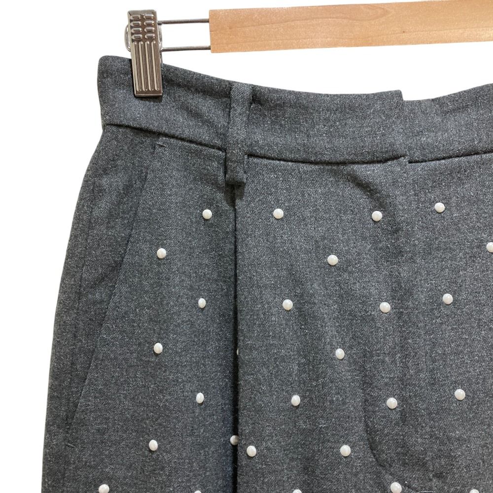 24 AW CLANE クラネ PEARL DOT PANTS パールドットスラックスパンツ サイズ2 グレー レディース 古着
