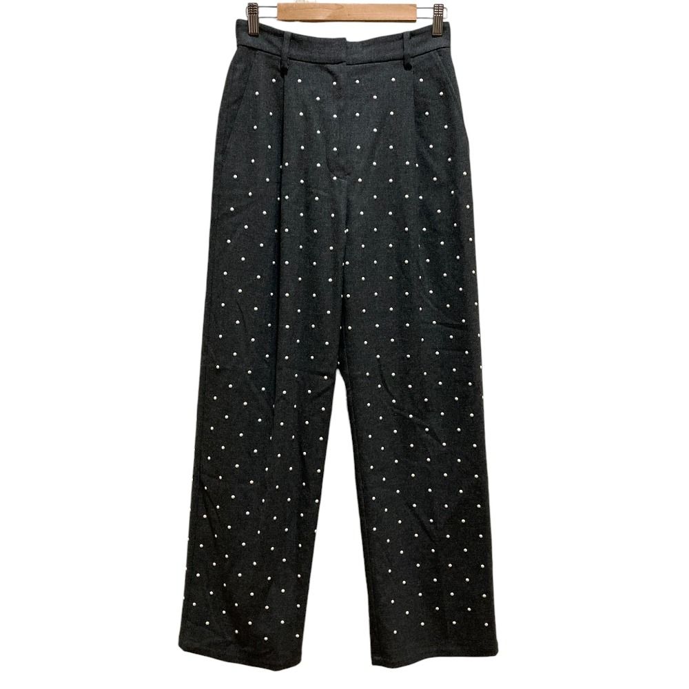 24 AW CLANE クラネ PEARL DOT PANTS パールドットスラックスパンツ サイズ2 グレー レディース 古着