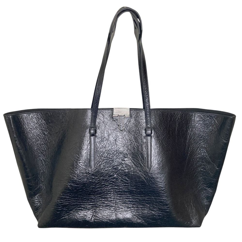 Off-White オフホワイト クリップ バインダー レザー ショッパー トートバッグ ブラック メンズ レディース 古着