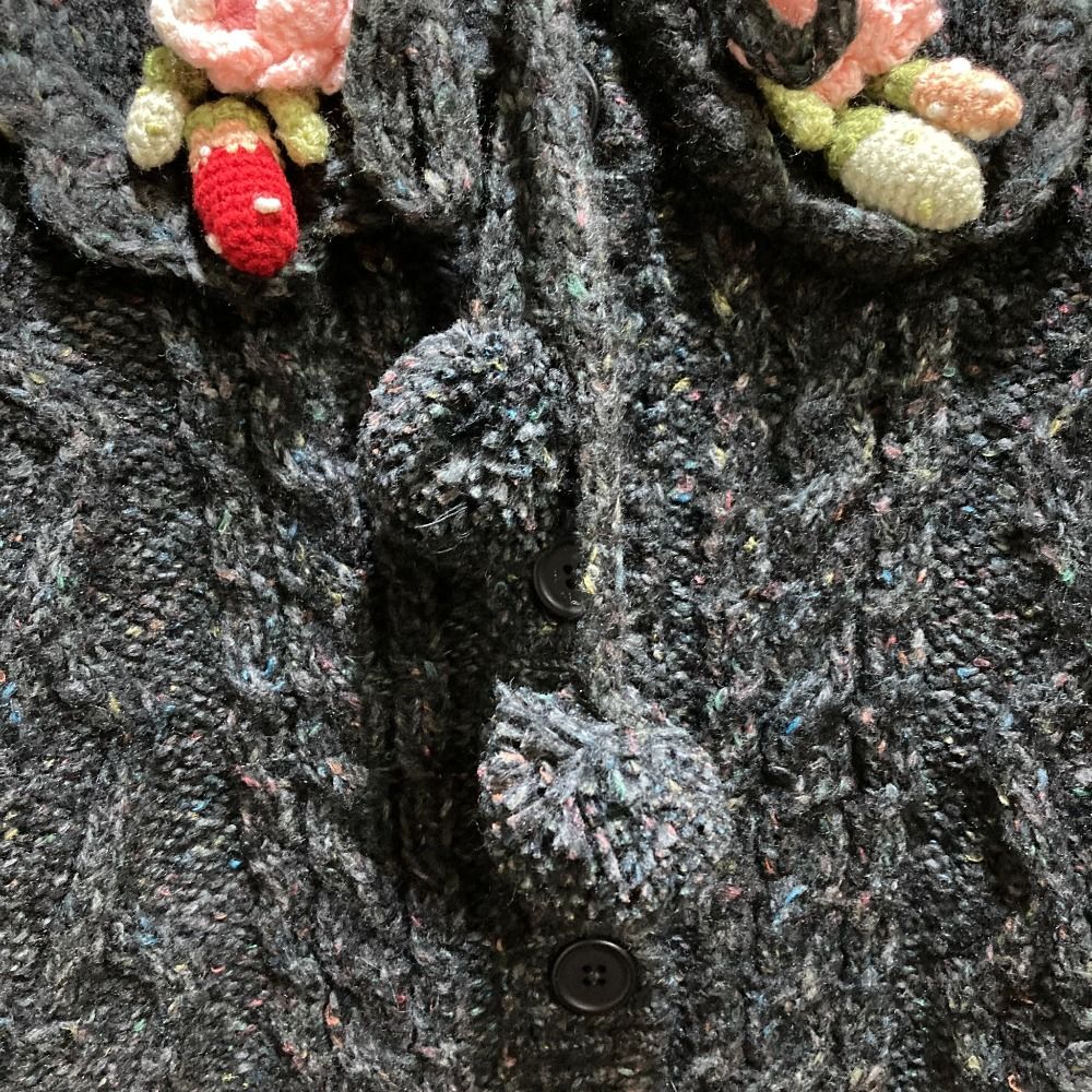 美品 PINK HOUSE ピンクハウス Berry Roseモチーフ付きヨーク編み