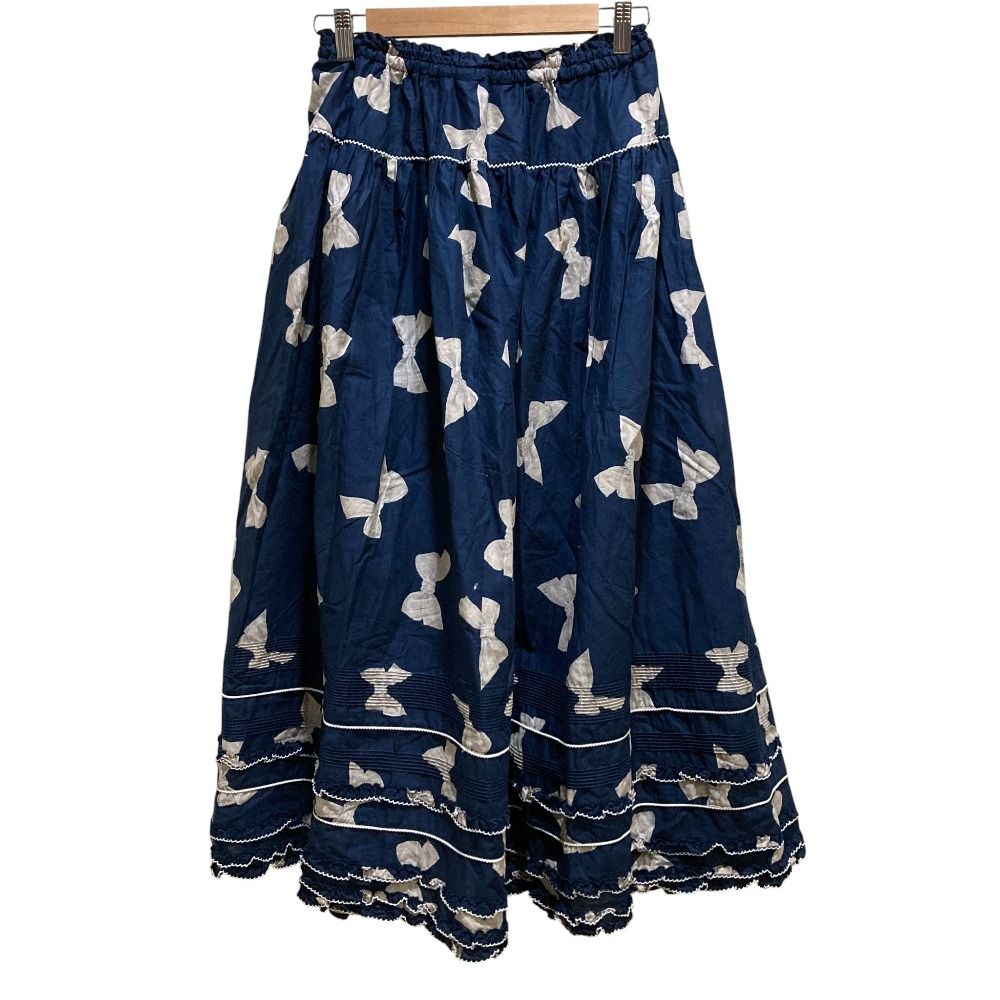 良品 PINK HOUSE ピンクハウス ベルベットリボンプリントスカート  