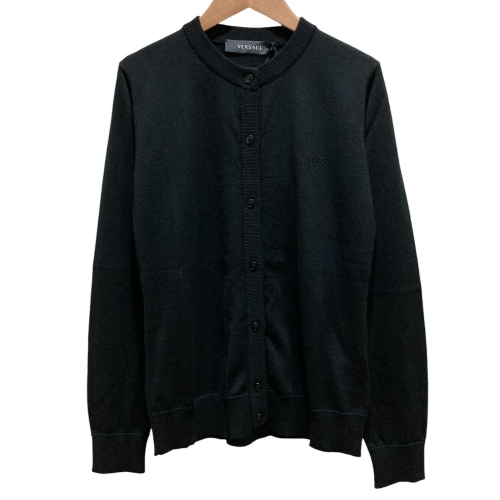 ♥ VERSACE ヴェルサーチ 2025年製 ウール ノースリーブ ニット カーディガン アンサンブル サイズ40 ブラック レディース 古着