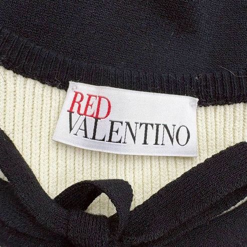 E007 RED VALENTINO ニットワンピース ブラック ホワイト 半袖 XS